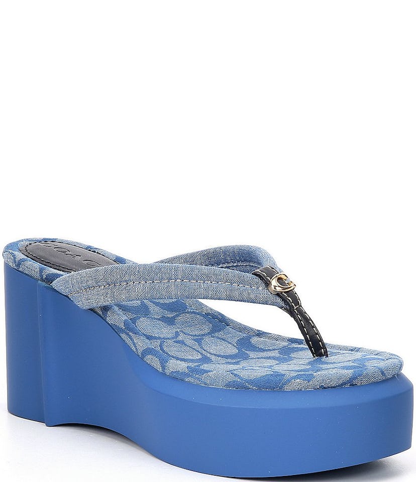 Franki Denim Wedge Flip Flops