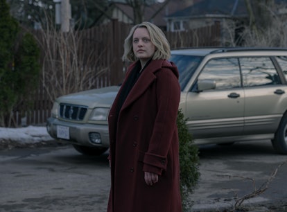 Elisabeth Moss as June at the end of The Handmaid's Tale Season 4 finale.