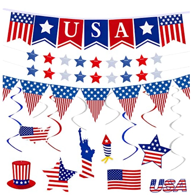 37Pcs 4th of July Banner Decorations Patriotic Party Supplies 