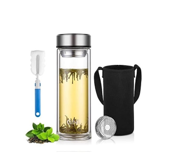 ONEISALL Stainless Steel Infuser Glass Water Bottle