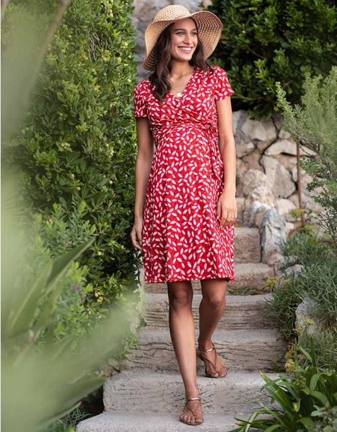 Red Floral Maternity & Nursing Dress