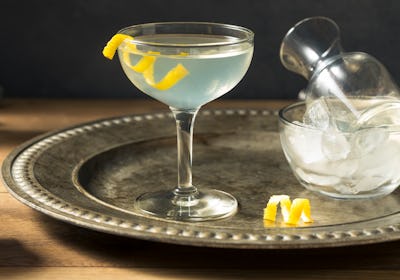 A gin martini with a twist in honor of National Martini Day. 