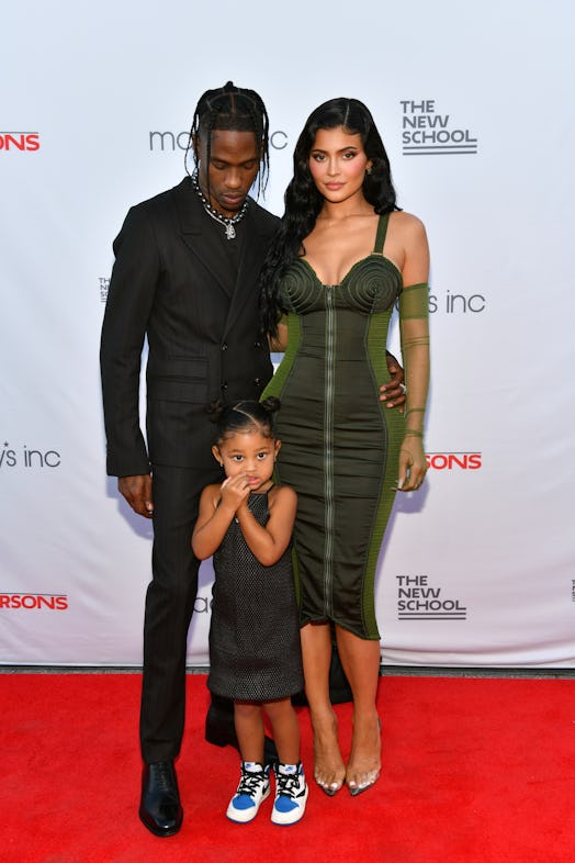 Travis Scott and Kylie Jenner with their daughter Stormi Webster at the 2021 Parsons benefit
