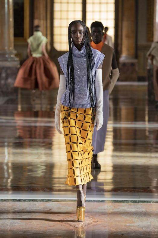 Model walks in Valentino Spring/Summer 2021 Couture show.