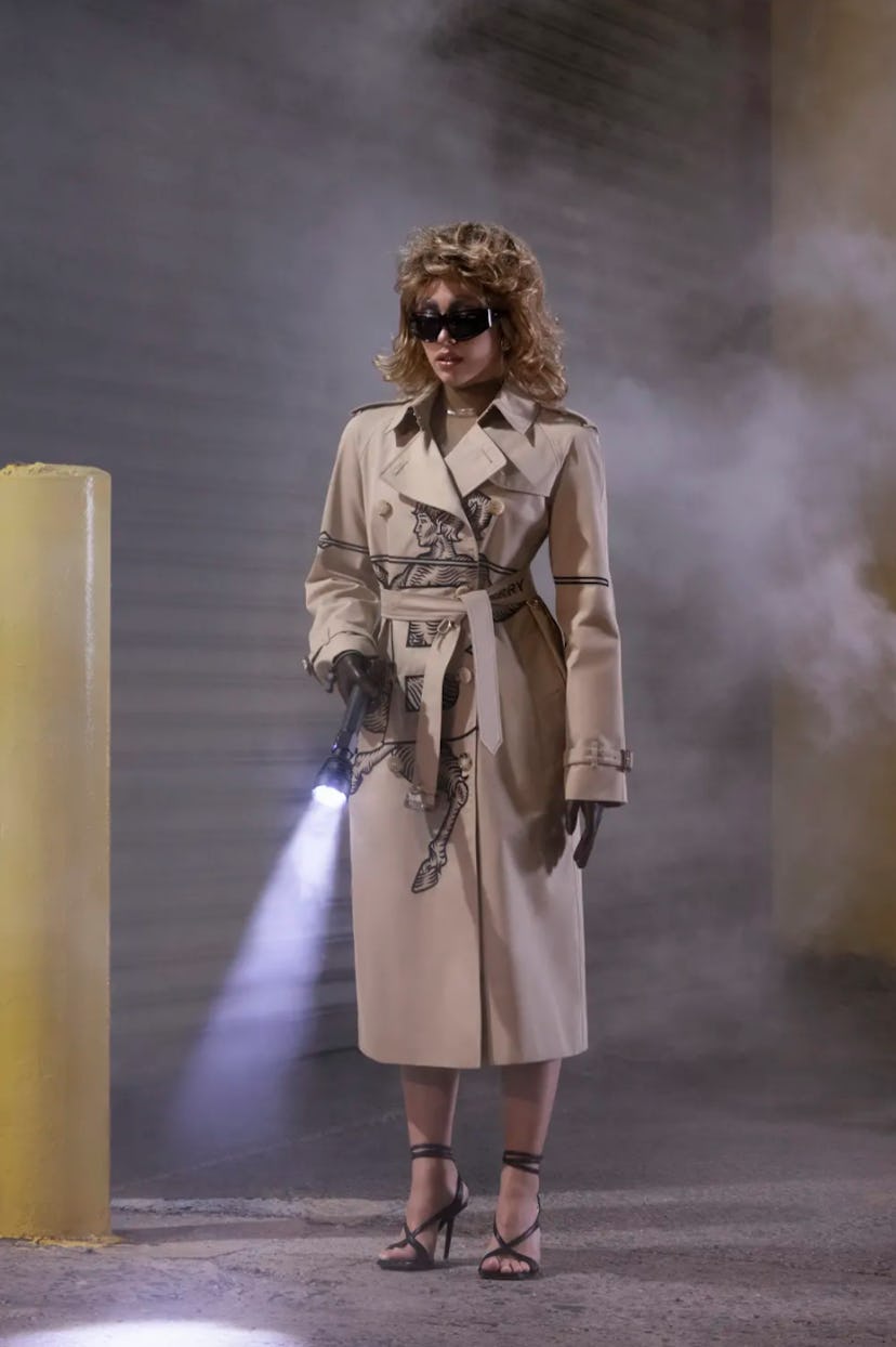 Lourdes Leon wearing a wig and Burberry trench coat