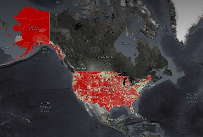A map of broadband access in the U.S.