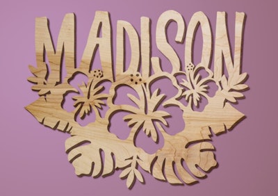 Personalized Hibiscus Wood Sign