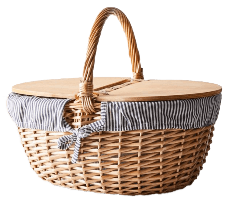 Blue & White Stripe Picnic Basket