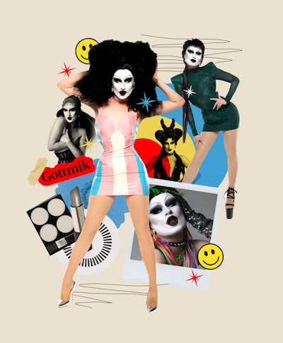 Collage of performer Gottmik's photos
