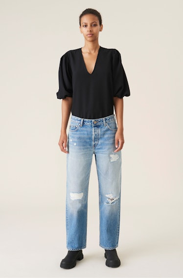 Overwashed Denim Low Waist Relaxed Fit Jeans