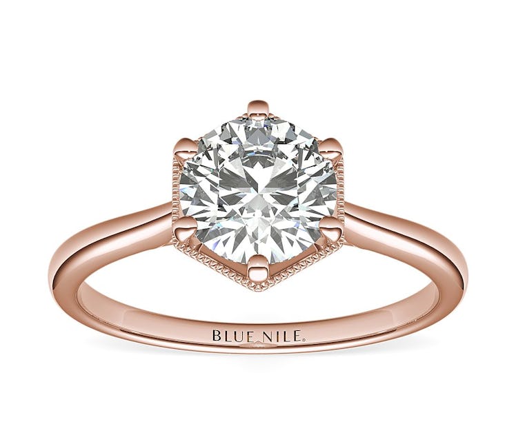 1ct Round Halo Engagement Ring in 14k Rose Gold