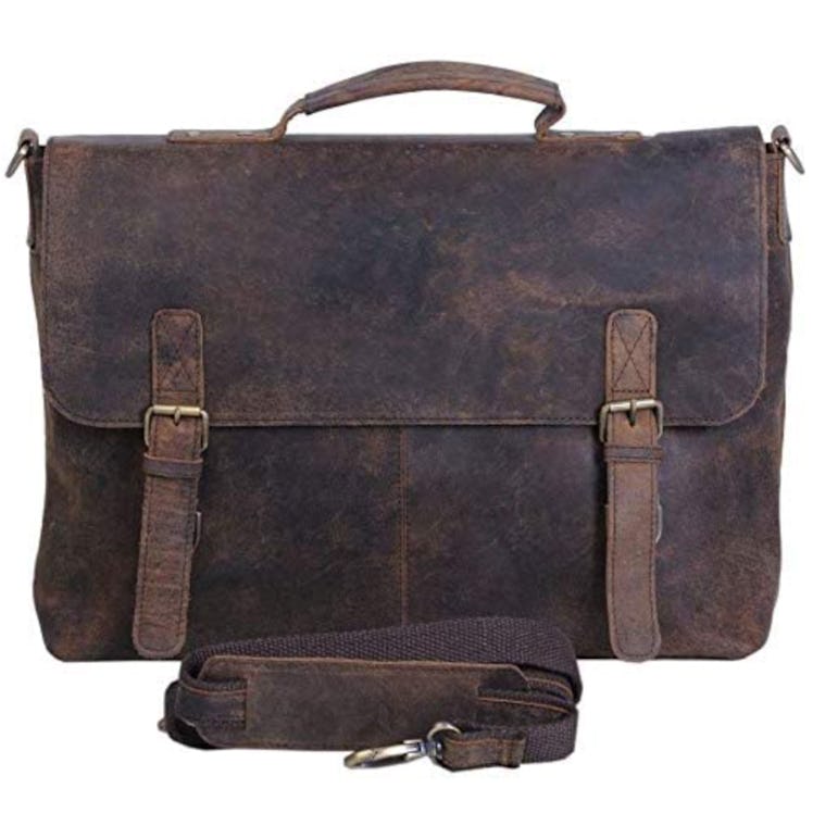 KomalC Buffalo Hunter Leather Messenger Bag 