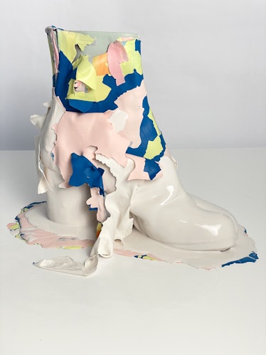 a sculpture made of a Margiela boot and silicon