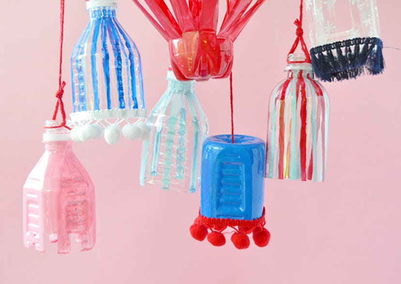 Plastic bottle lanterns are a fun 4th of July craft for kids. 