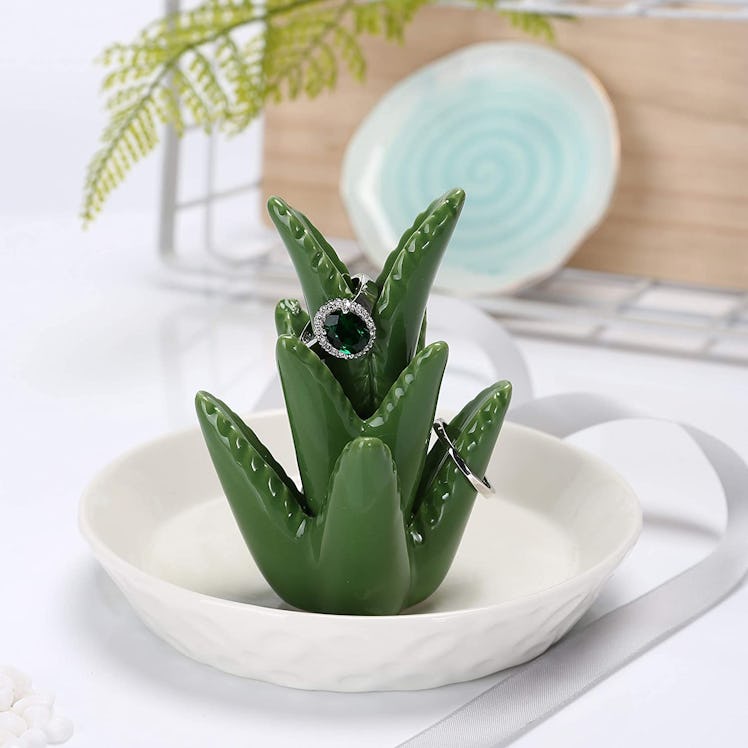 Home Smile Ceramic Aloe Ring Holder Dish