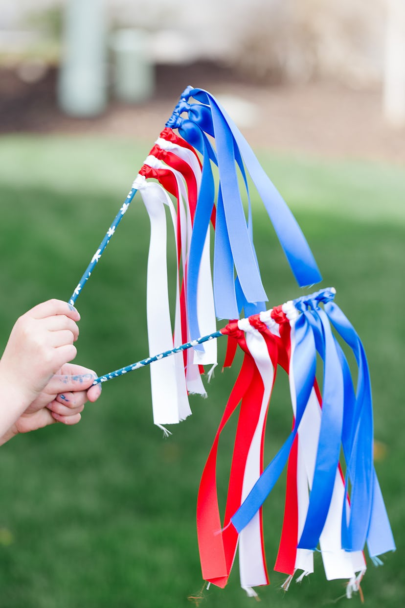 Ribbon wands are an easy 4th of July craft to make.