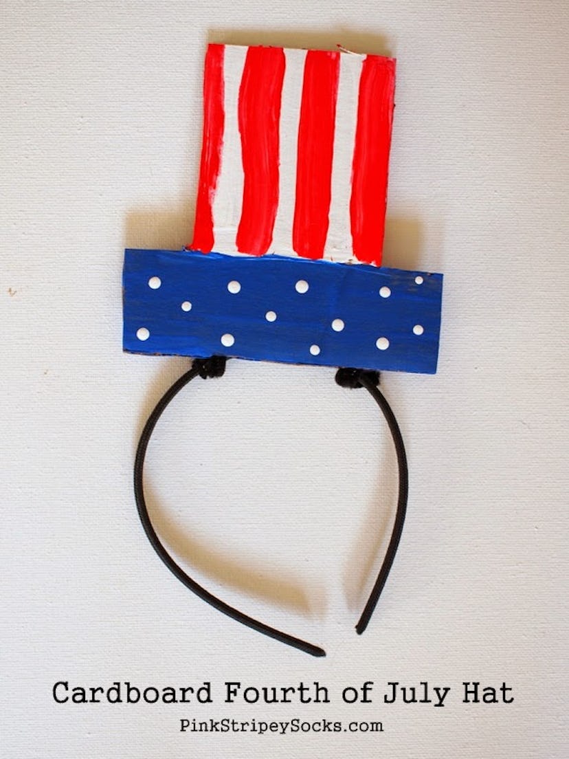 DIY cardboard hats are an easy 4th of July craft for kids. 