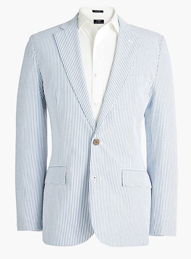 Slim Unstructured Thompson Suit Jacket in Seersucker