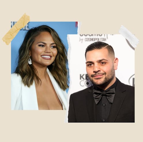 Side-by-side photos of Chrissy Teigen and Michael Costello