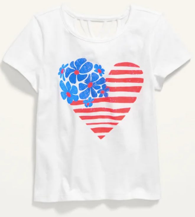 Short Sleeve Flag Heart Shirt