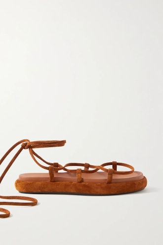 Alba Leather-Trimmed Suede Sandals