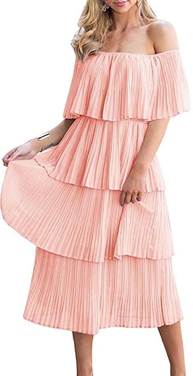 ETCYY Off The Shoulder Tiered Maxi Dress