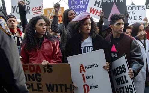 Blanca, Angel, and Papi at an ACT UP protest in the series finale of Pose.