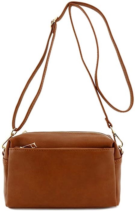 FashionPuzzle Triple Zip Small Crossbody Bag