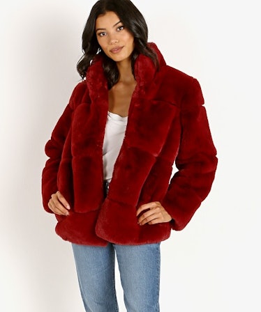Sarah Faux Fur Jacket Ruby Red