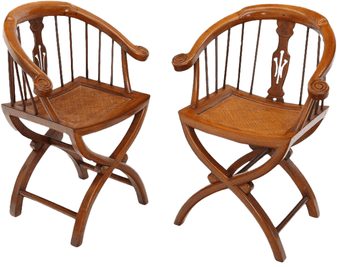 1970s Teak Horseshoe Back Lounge Chairs 