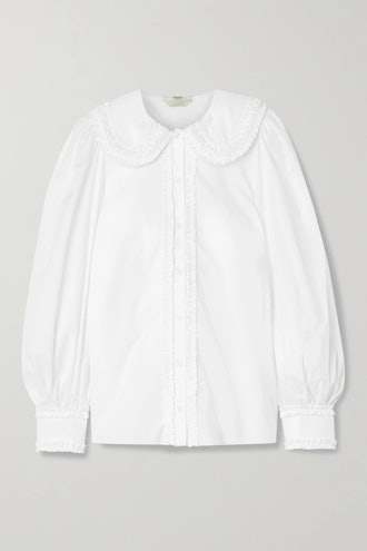 Ruffled Cotton-Poplin Shirt
