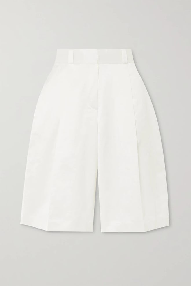 Louis Pleated Cotton-Blend Shorts