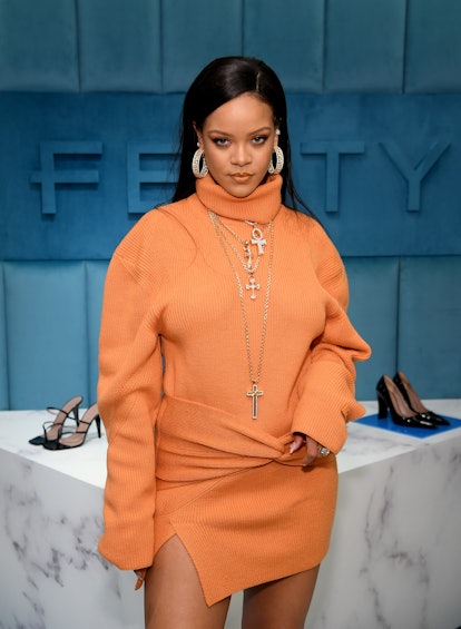 Rihanna wearing orange Fenty