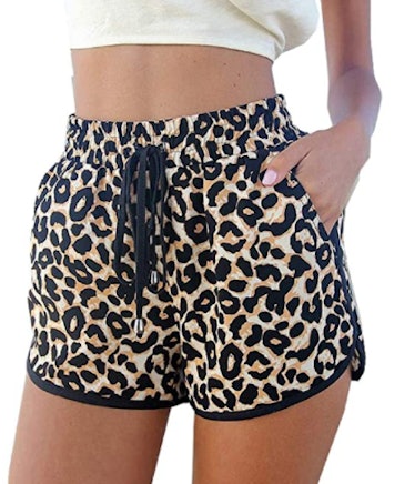Kafeimali Leopard Print Beach Shorts