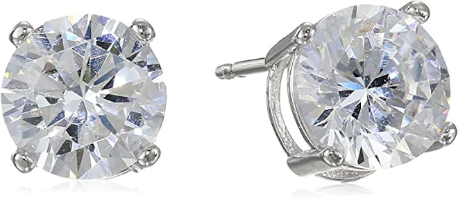 Amazon Essentials Plated Sterling Silver Cubic Zirconia Stud Earrings