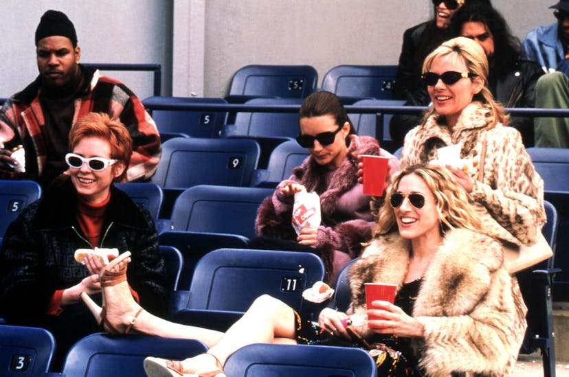 The cast of Sex and the City, including Sarah Jessica Parker, Kristin Davis, Cynthia Nixon, Kim Catt...