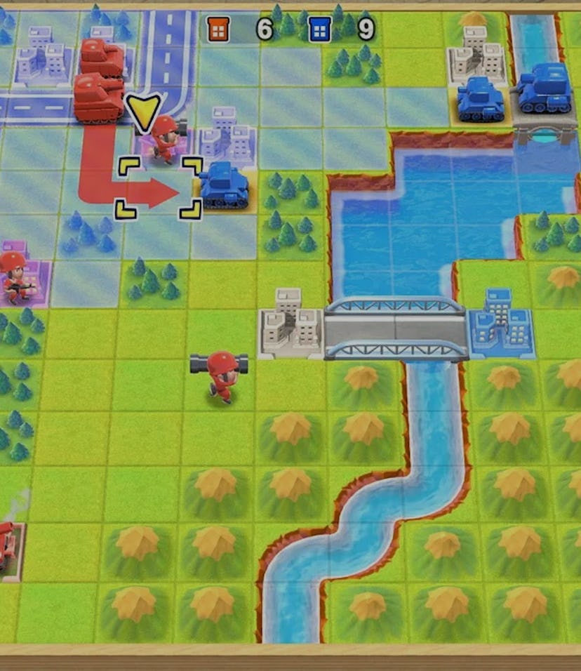 In ‘Advance Wars 1+2 Re-boot Camp’ you can move your units around the grid map when it’s your turn.