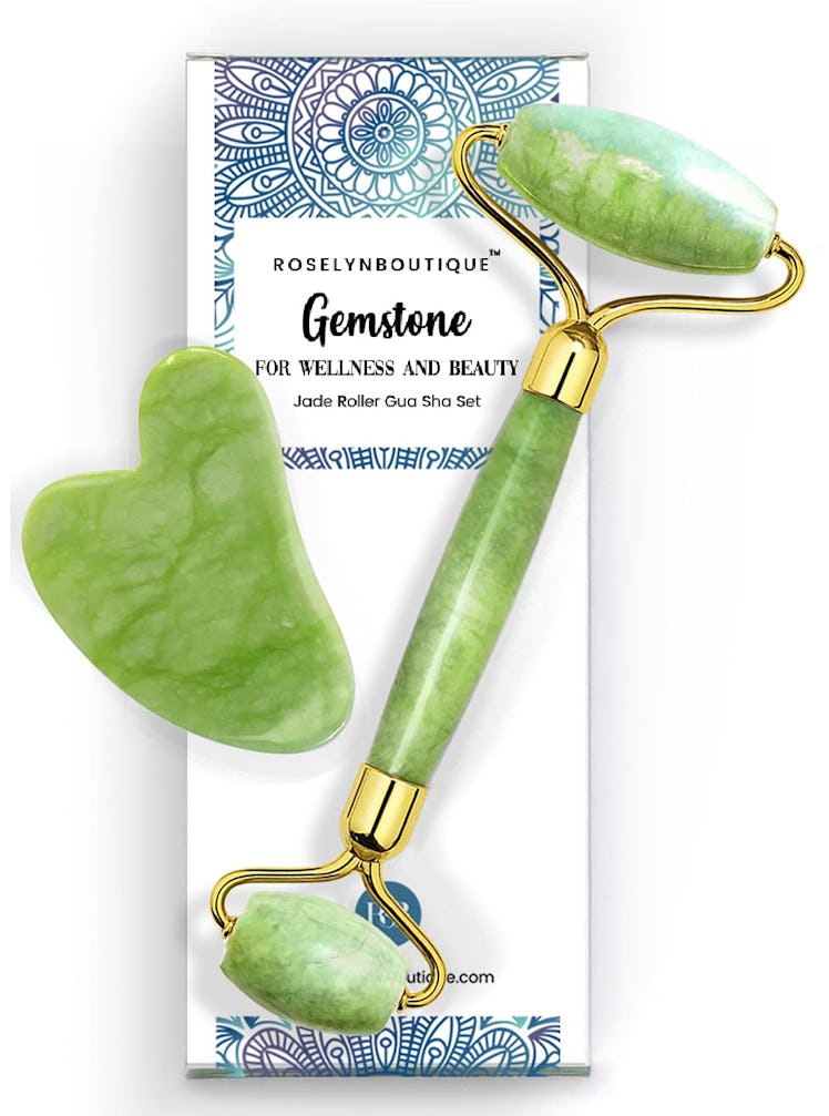 RoselynBoutique Jade Roller & Guasha Tool for Face Set 