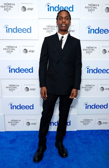 Asap Rocky in a black suit and white button-up at the Tribeca Film Festival
