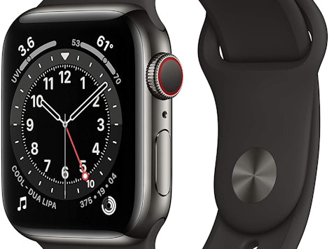 An Apple Watch Series 6 in graphite, one of many Apple Amazon Prime Day deals.