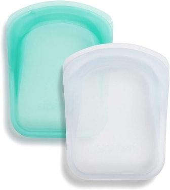 2-Pack Stasher Platinum Silicone Food Grade Reusable Storage Bags, Clear + Aqua