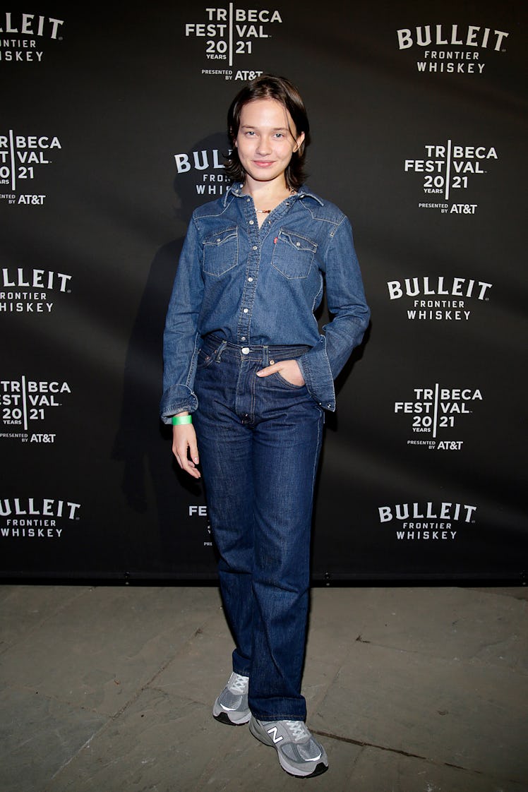 Cailee Spaeny in a denim button-up and jeans at the Tribeca Film Festival