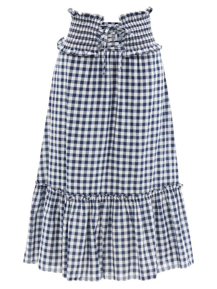 Gina Shirred Gingham Cotton-Poplin Skirt
