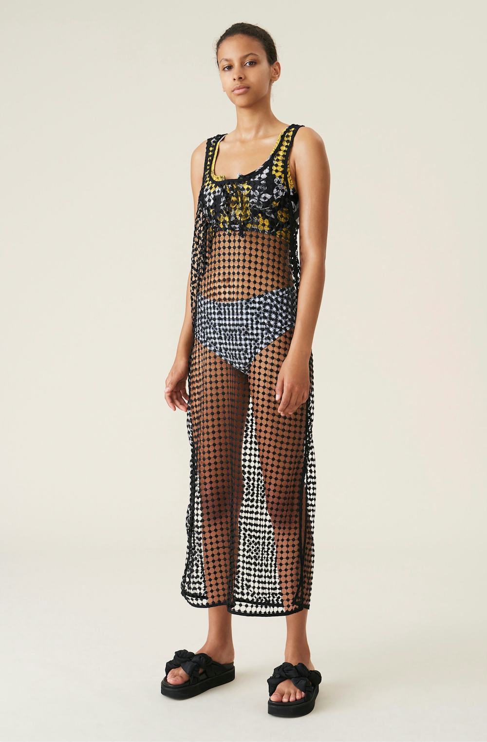 GRID LACE SLIP DRESS