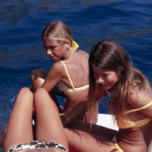 Women tanning on the beach