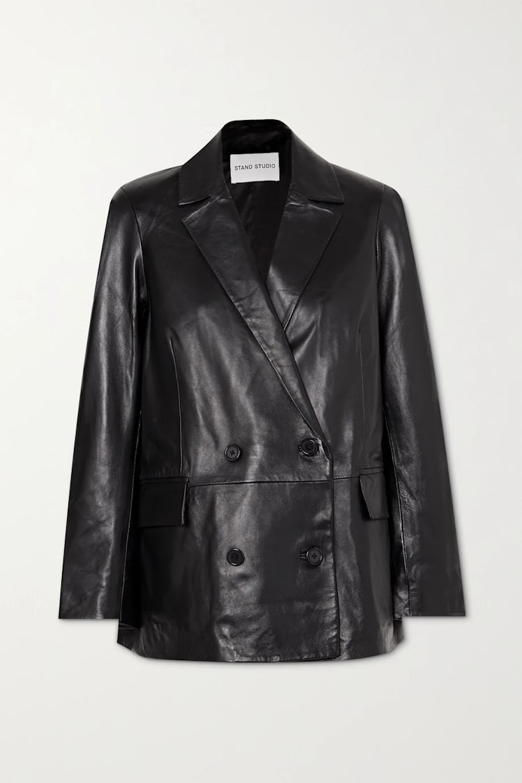 Cassidy Double-Breasted Leather Blazer