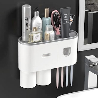 YEIRVE Automatic Toothpaste Dispenser with Toothbrush Holder