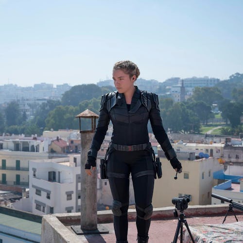 Florence Pugh stars in the MCU spy thriller 'Black Widow,' via Marvel.
