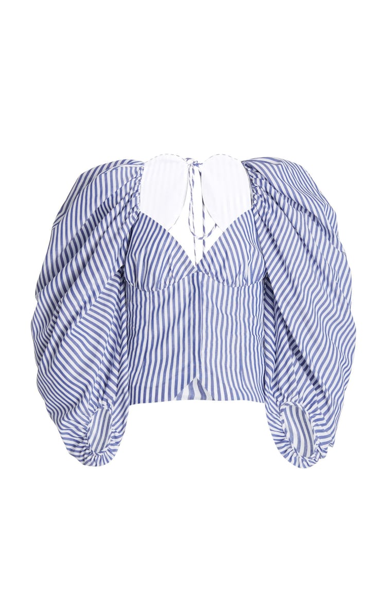 Madame Butterfly Striped Cotton Poplin Bustier Top