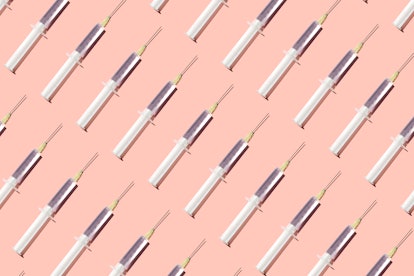 Flat lay photo of needles